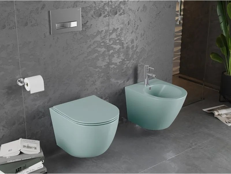 Mexen Lena miska wc Rimless z deską wolnoopadającą slim, duroplast, zielona jasna mat - 30224048