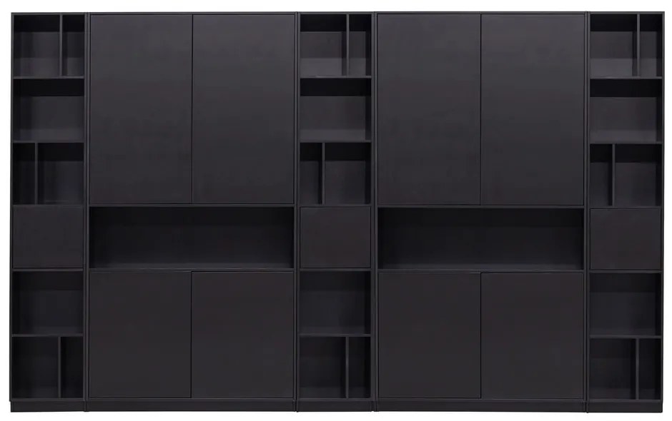Czarny regał modułowy z litego drewna sosnowego 340x210 cm Finca – WOOOD