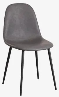 Zestaw 2 Krzeseł Jadalnianych Glamm Negro & Sztucznej Skóry Grey Anthracite & Polipiel - Sklum