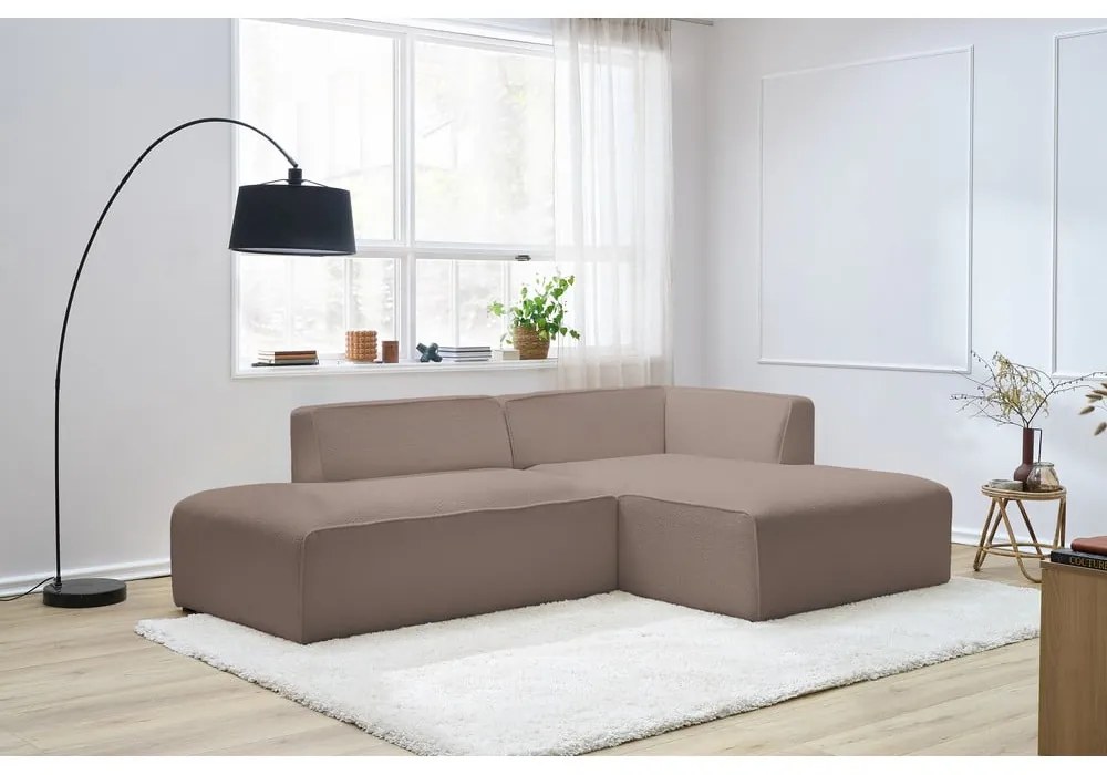 Brązowy narożnik modułowy z materiału bouclé (prawostronny/w kształcie litery L) Megeve – Bobochic Paris