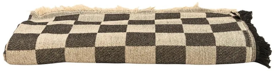 Czarna/beżowa narzuta na łóżko dwuosobowe 240x240 cm Black Checkerboard – Really Nice Things