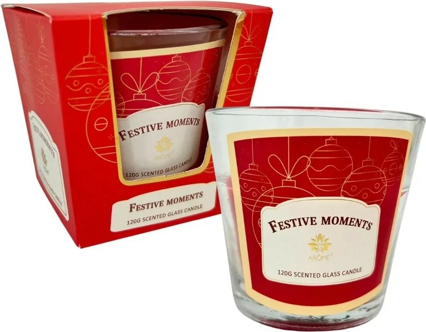 Świeca zapachowa w szklanym pojemniku, Festive Moments, 120 g