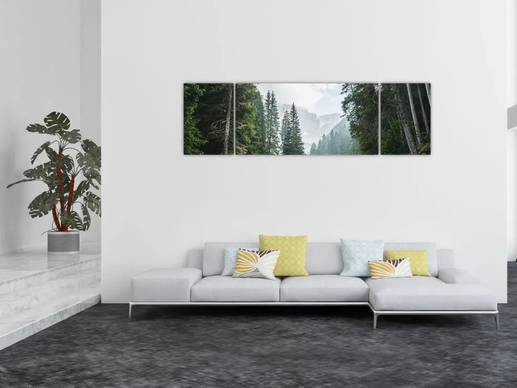 Obraz leśnego jeziora (170x50 cm)