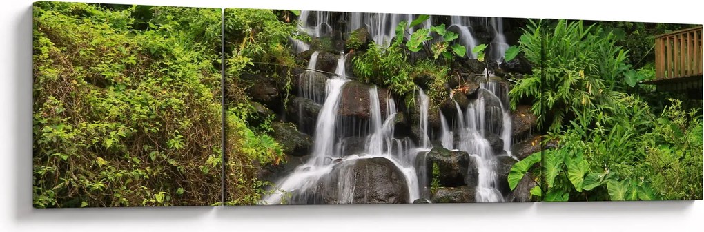 Obraz wodospadów w tropikalnym lesie (170x50 cm)