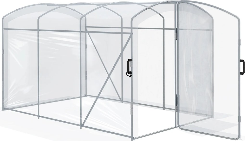 Outsunny Szklarnia foliowa, tunelowa 3 x 2 x 1,95 m, Odporna na wiatr szklarnia na pomidory, Szklarnia z 1 drzwiami, do ogrodu, na balkon, z PE, Przezroczysta