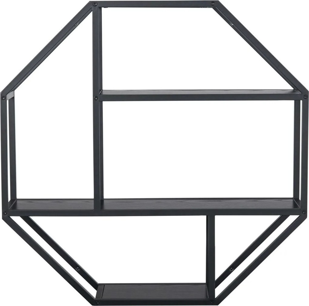 Czarny regał ścienny z półkami Seaford Octagon