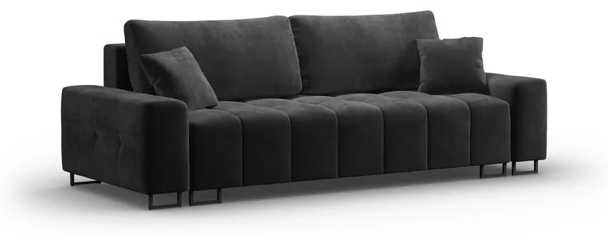 Ciemnoszara aksamitna rozkładana sofa ze schowkiem 250 cm Wicklow – Cosmopolitan Design