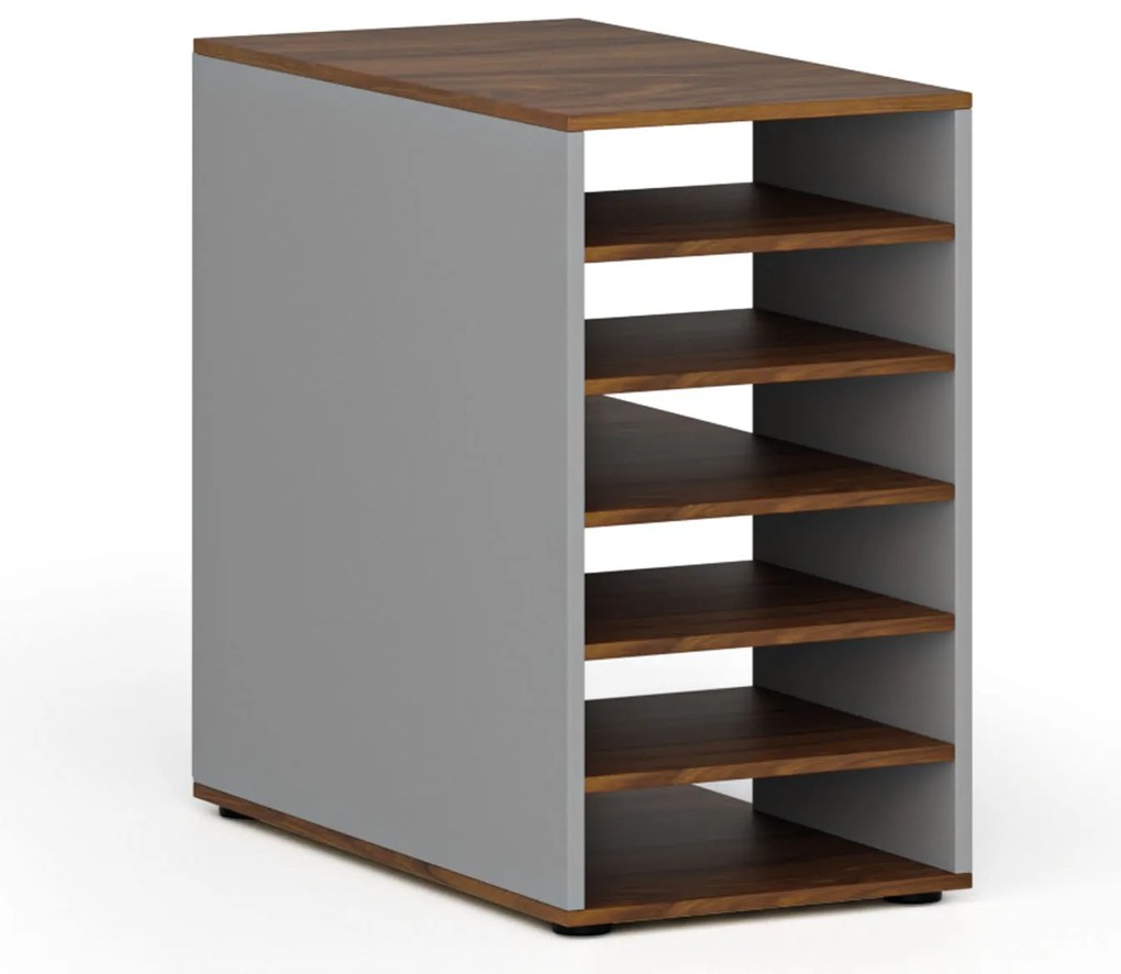 Szafka z półkami do biurka PRIMO GRAY, prawa, szary/orzech