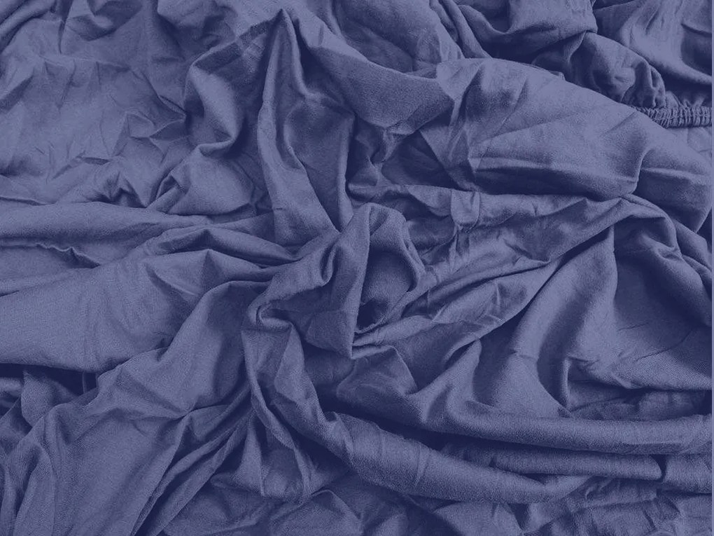 PrzytulneMieszkanie.pl Prześcieradło dżersejowe granatowe 160 x 200 cm