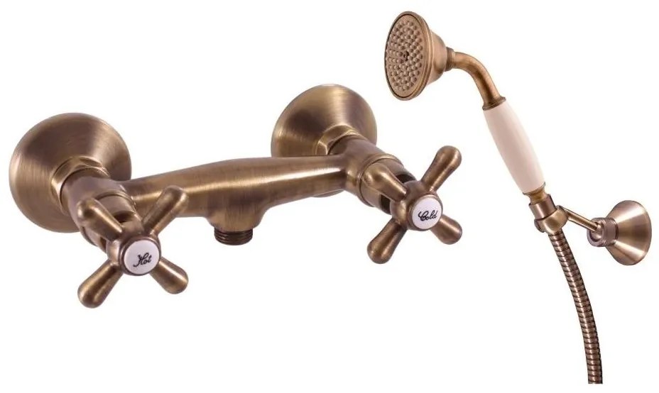 RAV Slezák MK180.5/2SM - Zestaw prysznicowy z baterią MORAVA RETRO, mosiądz antyczny