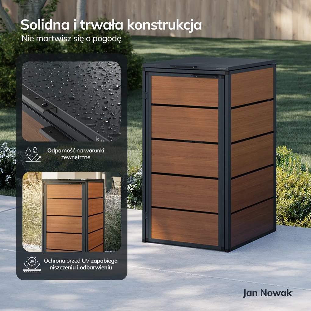 Zabudowa śmietnikowa 240L jednokomorowa, antracyt - orzech