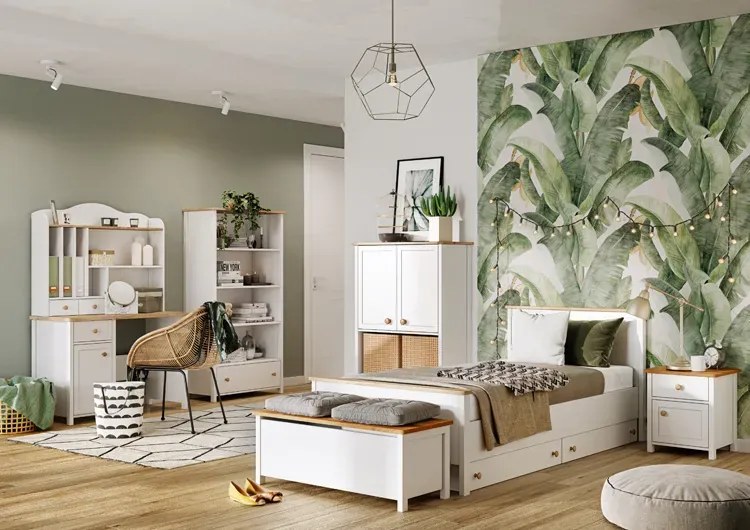 Skandynawska półka ścienna biały + dąb nash - SO B8-R70