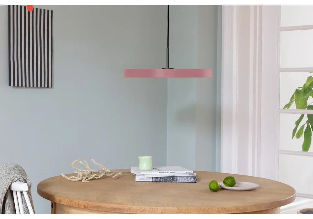 Różowa lampa wisząca LED z metalowym kloszem ø 43 cm Asteria Medium – UMAGE