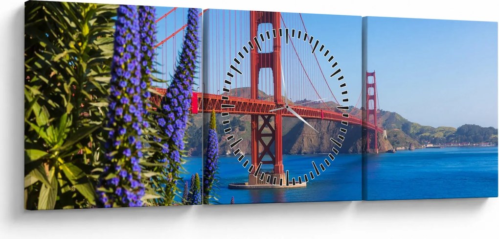Obraz - Most Golden Gate, San Francisco (z zegarem) (90x30 cm)