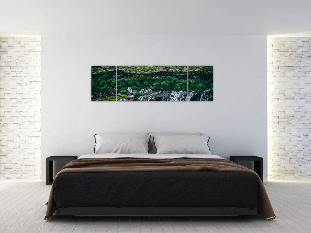 Obraz wodospadów w przyrodzie (170x50 cm)
