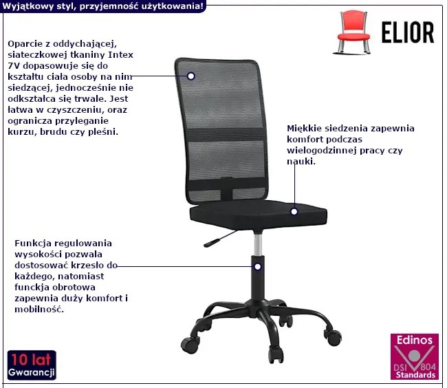 Czarne regulowane krzesło biurowe S5-P67