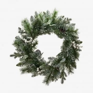 Dekoracyjny Wieniec Świąteczny Ø60 Cm Z Szyszkami I Lampkami Bhumi Zielona Trawa - Sklum