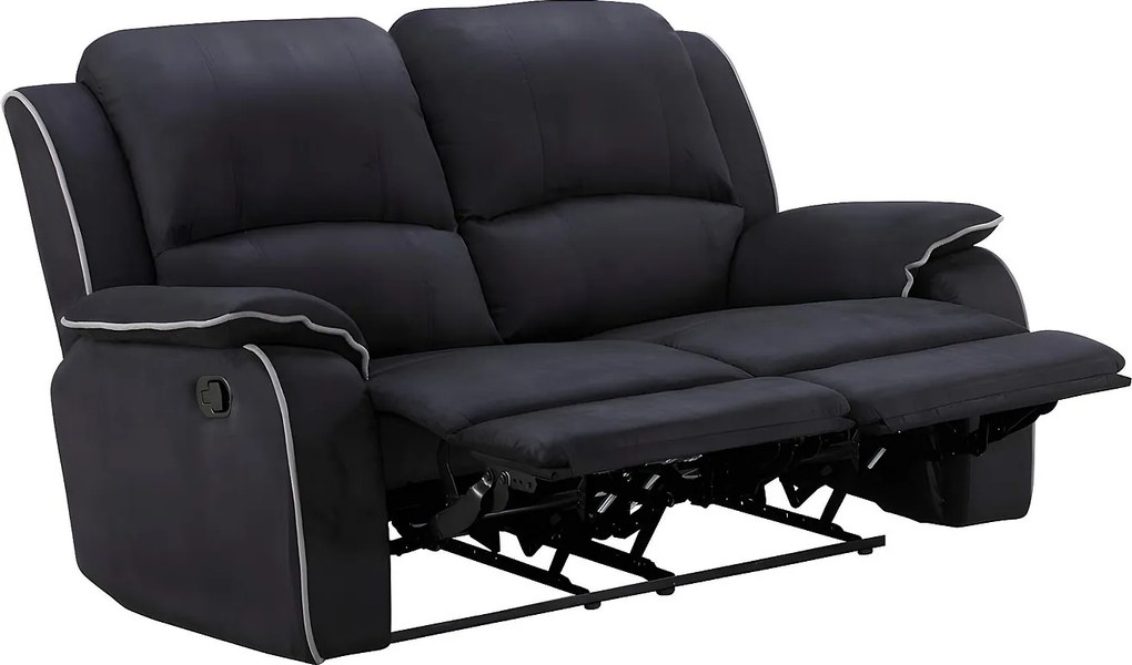Kanapa 2-osobowa z funkcją relax z mikrofibry HERNANI - Czarny