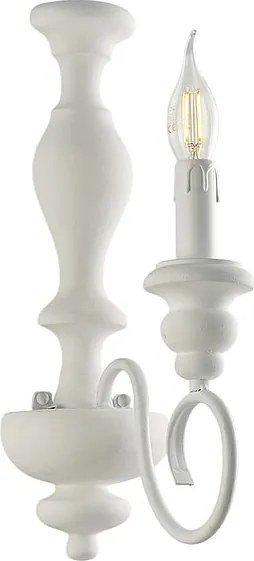 Kinkiet Cascina z drewna i lakierowanego na biało żelaza, postarzany, 1 światło .13 P.21 BL265-AP1-BCO