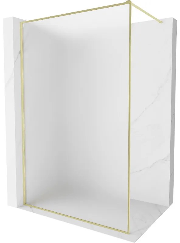 Mexen Kioto-XF ścianka prysznicowa Walk-in z ramką 100 x 202 cm, szron 10 mm, złota szczotkowana - 800-100-104-55-30-X