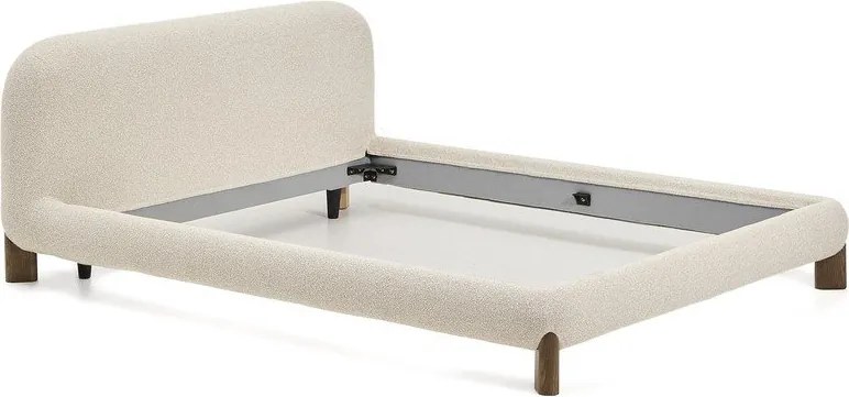 Beżowe tapicerowane łóżko dwuosobowe bez stelaża 160x200 cm Odina – Kave Home