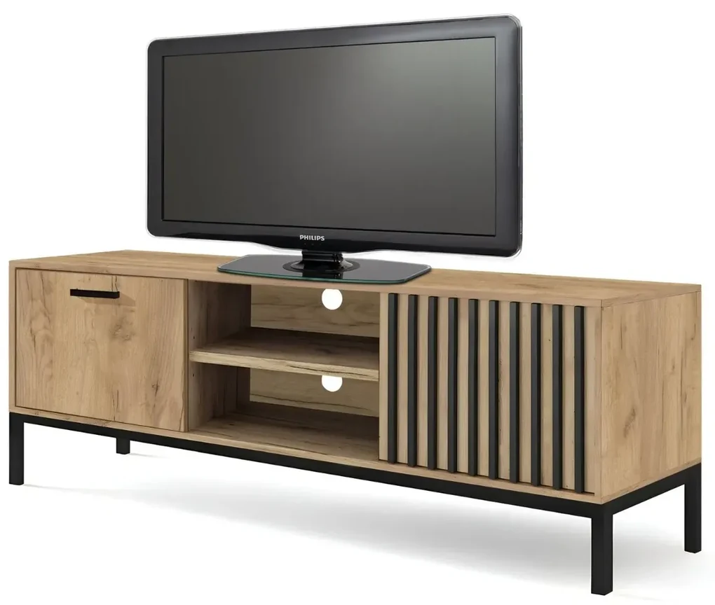 Szafka RTV LAMINO RTV-1 180 dąb craft/czarna HALMAR