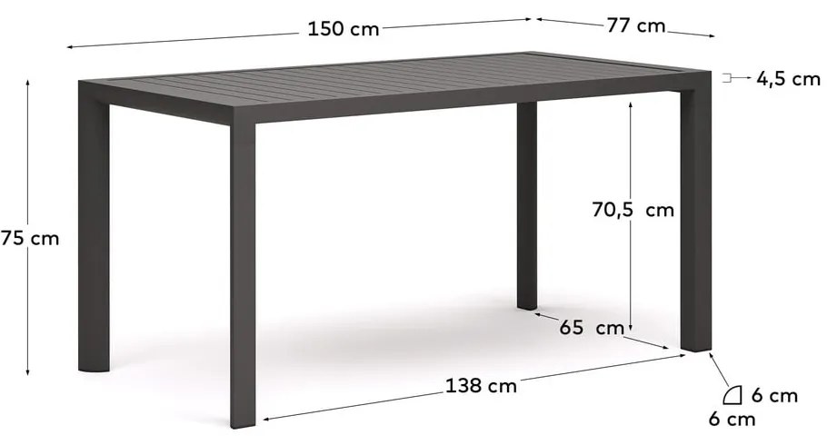 Aluminiowy stół ogrodowy 77x150 cm Culip – Kave Home