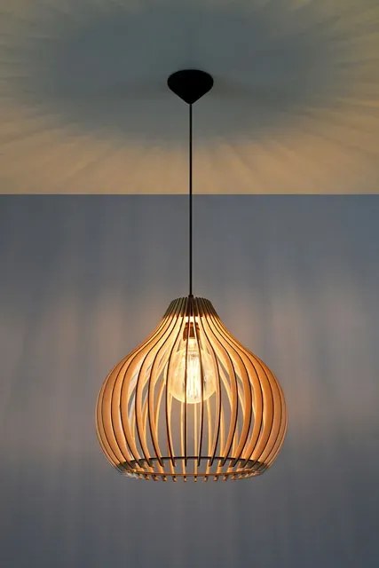 Skandynawska lampa wisząca z drewnianym kloszem - 6X EX550 K7-E11