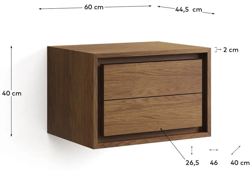 Ciemnobrązowa wisząca szafka pod umywalkę z litego drewna tekowego 60x40 cm Kenta – Kave Home
