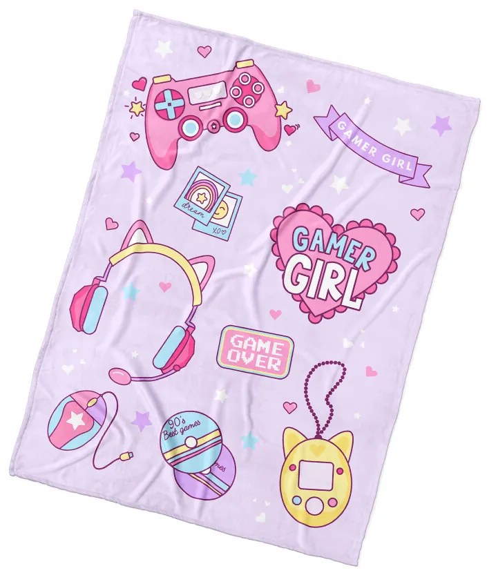 BedTex Kocyk dziecięcy Gamer Girl, 130 x 170 cm