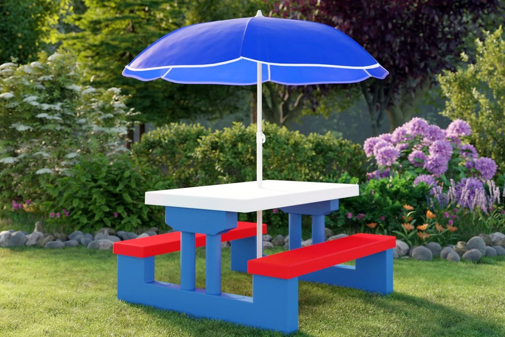 Spielwerk Zestaw mebli dziecięcych ze słonecznikiem JASMIN, 67x78,5x42,5cm, niebieska/biała/czerwona