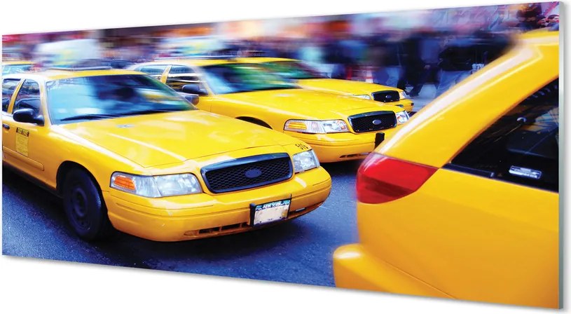 Panel szklany do Kuchni Żółta Taksówka w Mieście