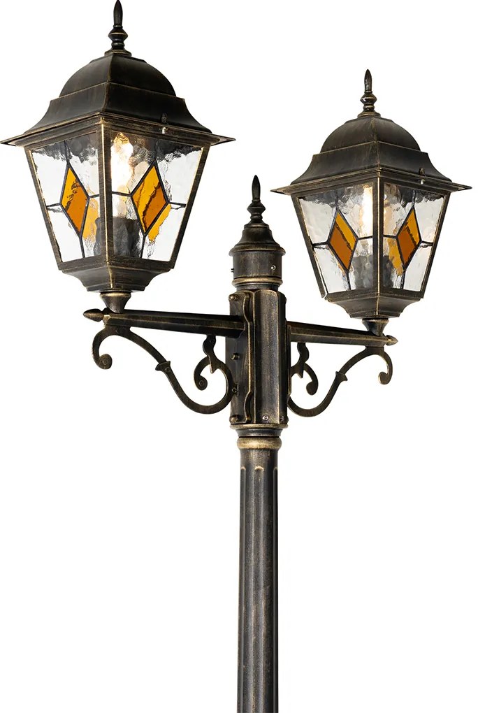 Zewnetrzna Antyczna lampa ogrodowa stojąca antyczne złoto 240 cm 2-światła - Antigua klasyczny/Antyczny Oswietlenie zewnetrzne