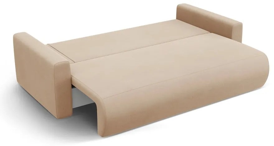 Jasnobrązowa aksamitna rozkładana sofa ze schowkiem 238 cm Belfast – Cosmopolitan Design