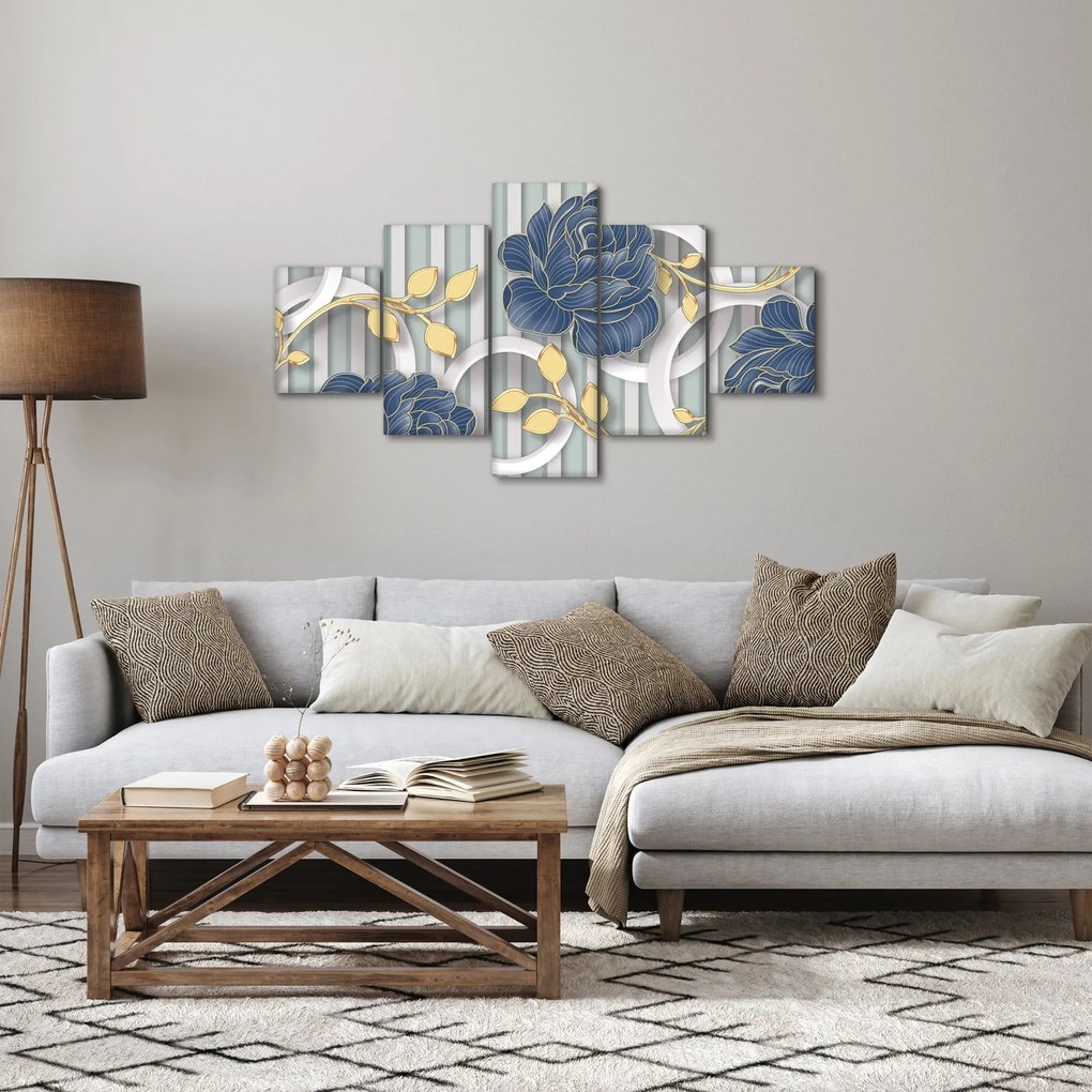 Obraz - róże i koła (125x70 cm)