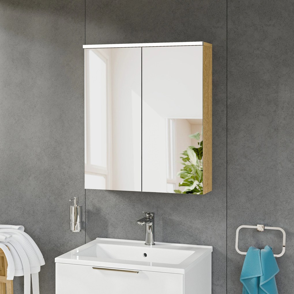 Szafka łazienkowa SOLO z oświetleniem LED i lustrem 60 cm