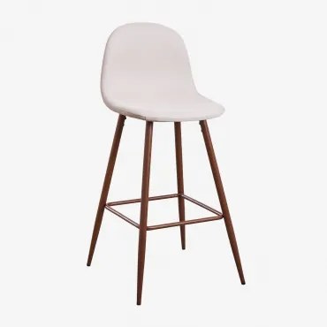 Zestaw 4 Wysokich Stołków Glamm Ciemne Drewno & Kremowa & ↑75 Cm - Sklum