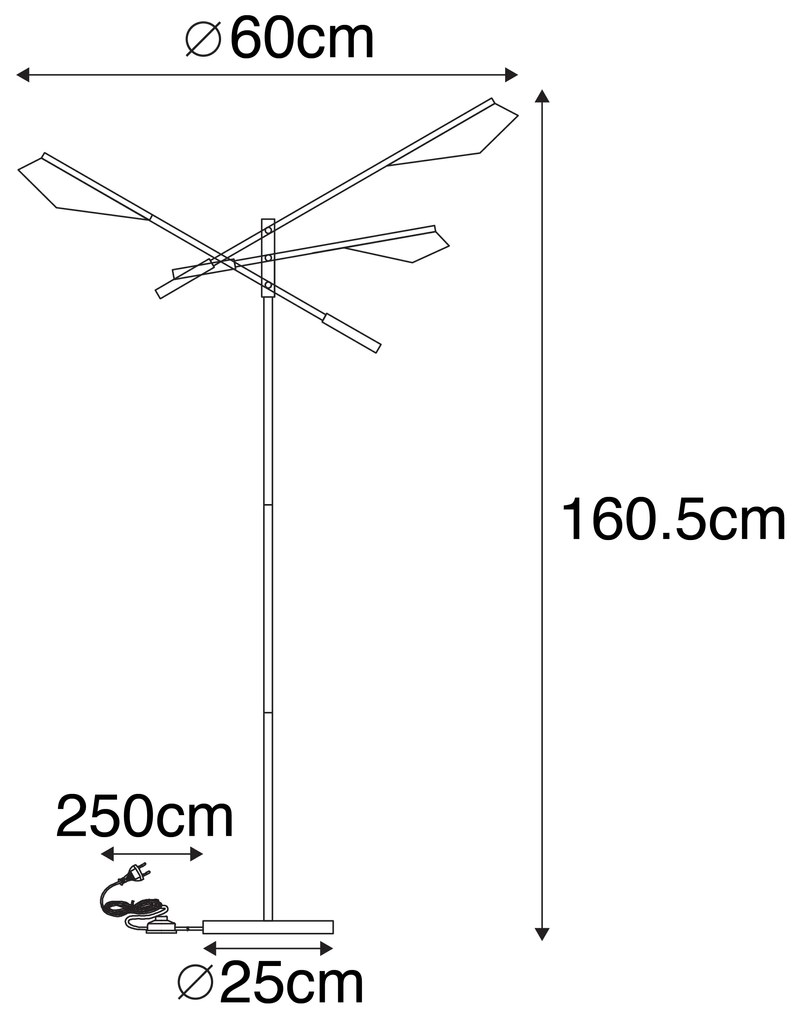 Designerska lampa podłogowa czarna ze złotem 3-światła - Sinem