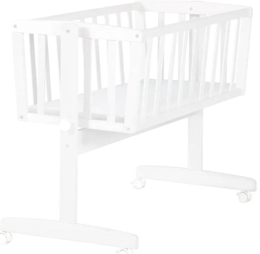 Biała kołyska na kółkach 40x90 cm – Roba