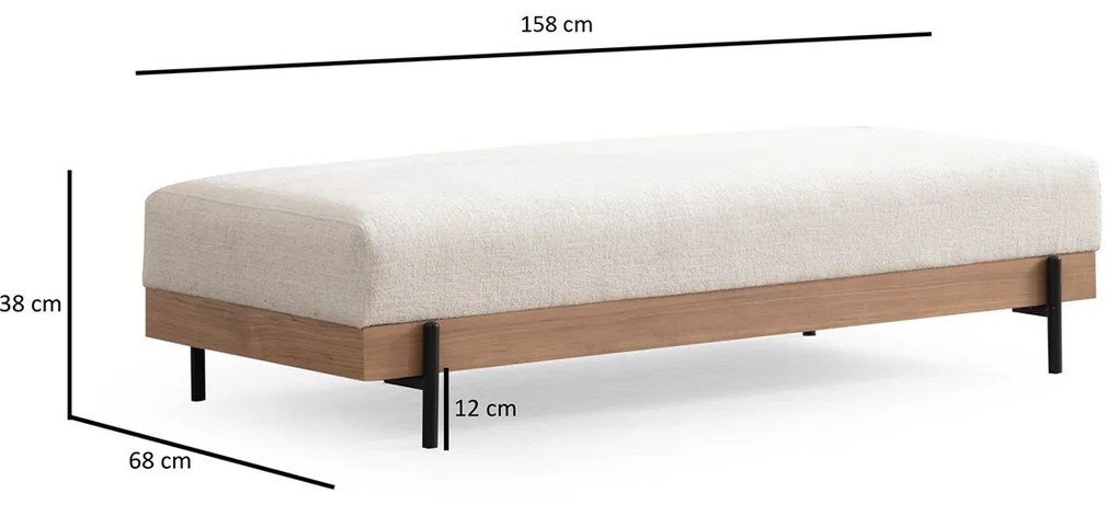 Taburet Eti Oak Pouffe White