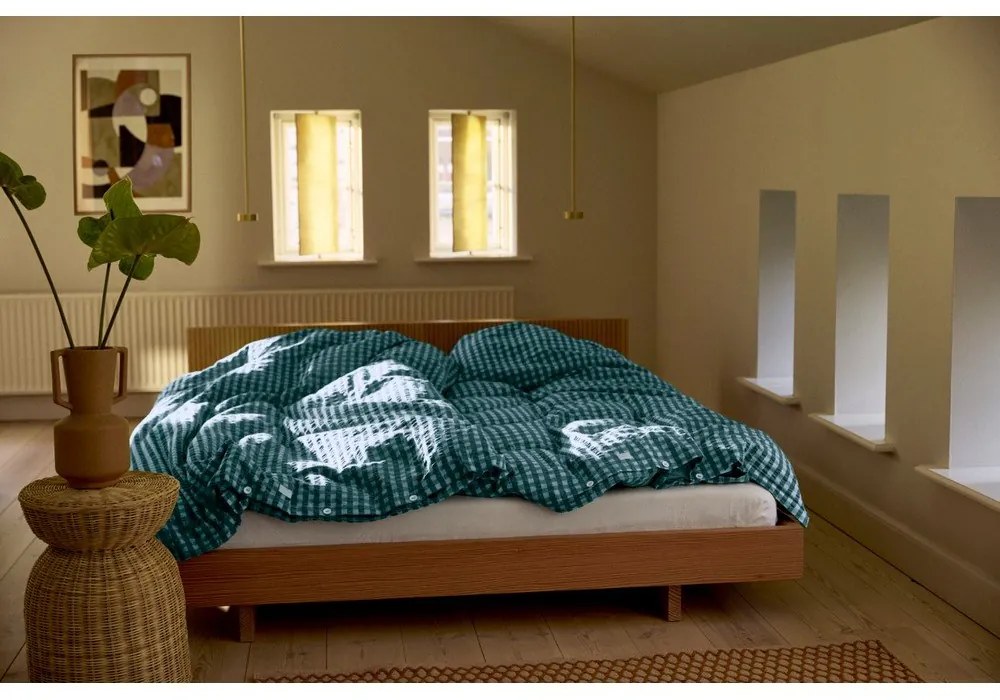 Zielono-niebieska pościel jednoosobowa z kory 140x200 cm Bæk&amp;Bølge – JUNA