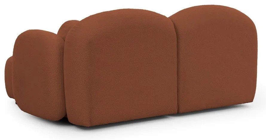 Narożnik z materiału bouclé (prawostronny/z szezlongiem) w kolorze terakoty Orbit – Ropez