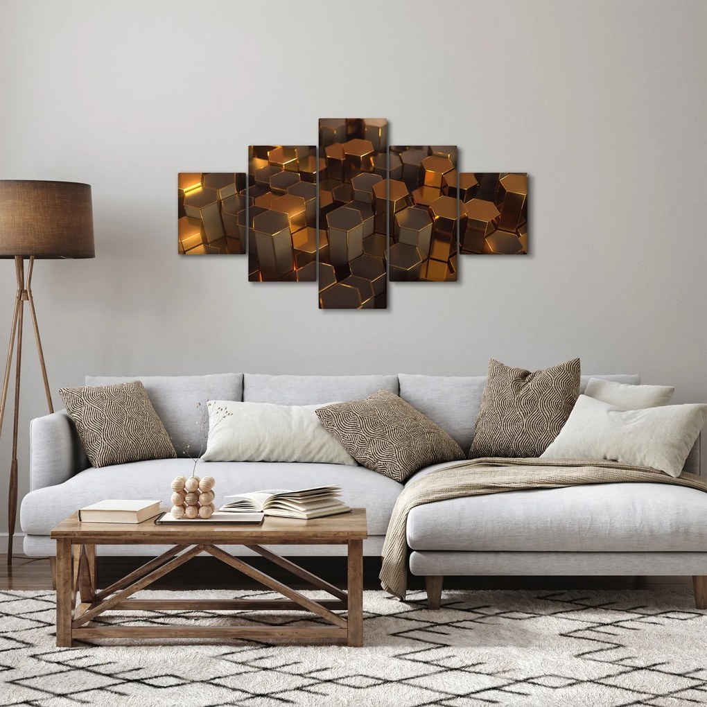 Obraz - Sześciokąty z brązu (125x70 cm)