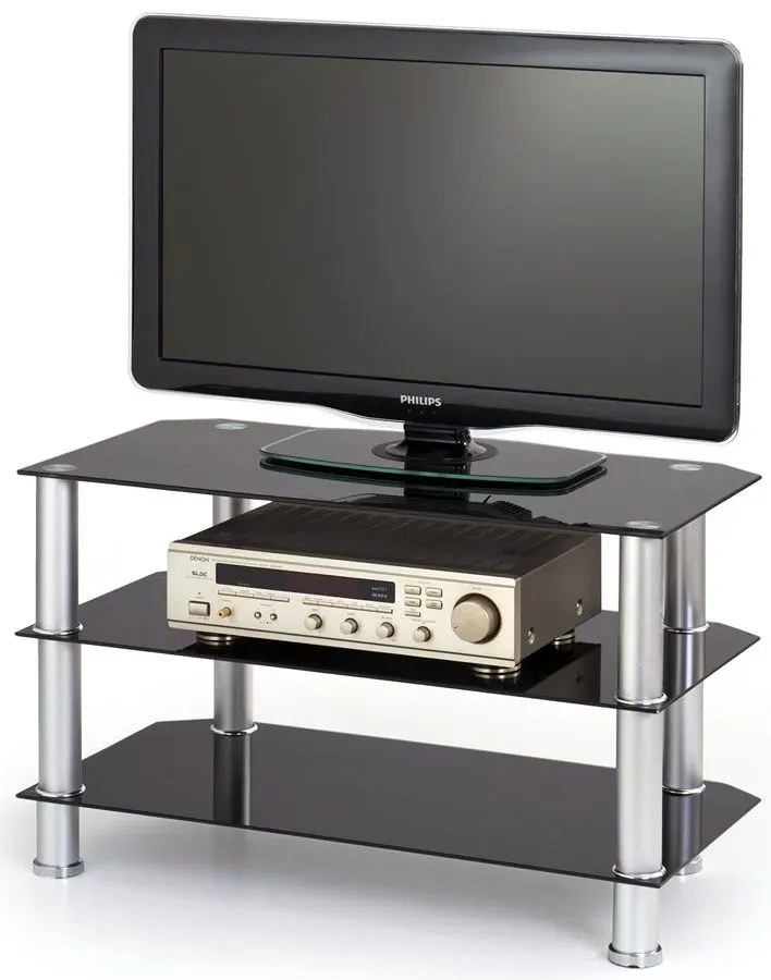 Czarny szklany stolik pod telewizor - Sento