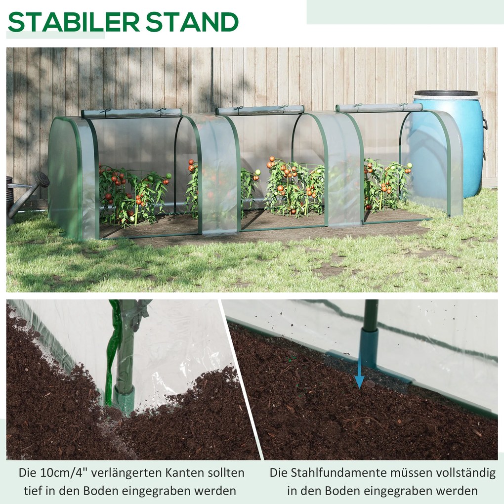 Outsunny Szklarnia Foliowa Cieplarnia Ogród Warzywny z Drzwiami Hodowla Roślin 295x100x80cm Przezroczysta | Aosom PL