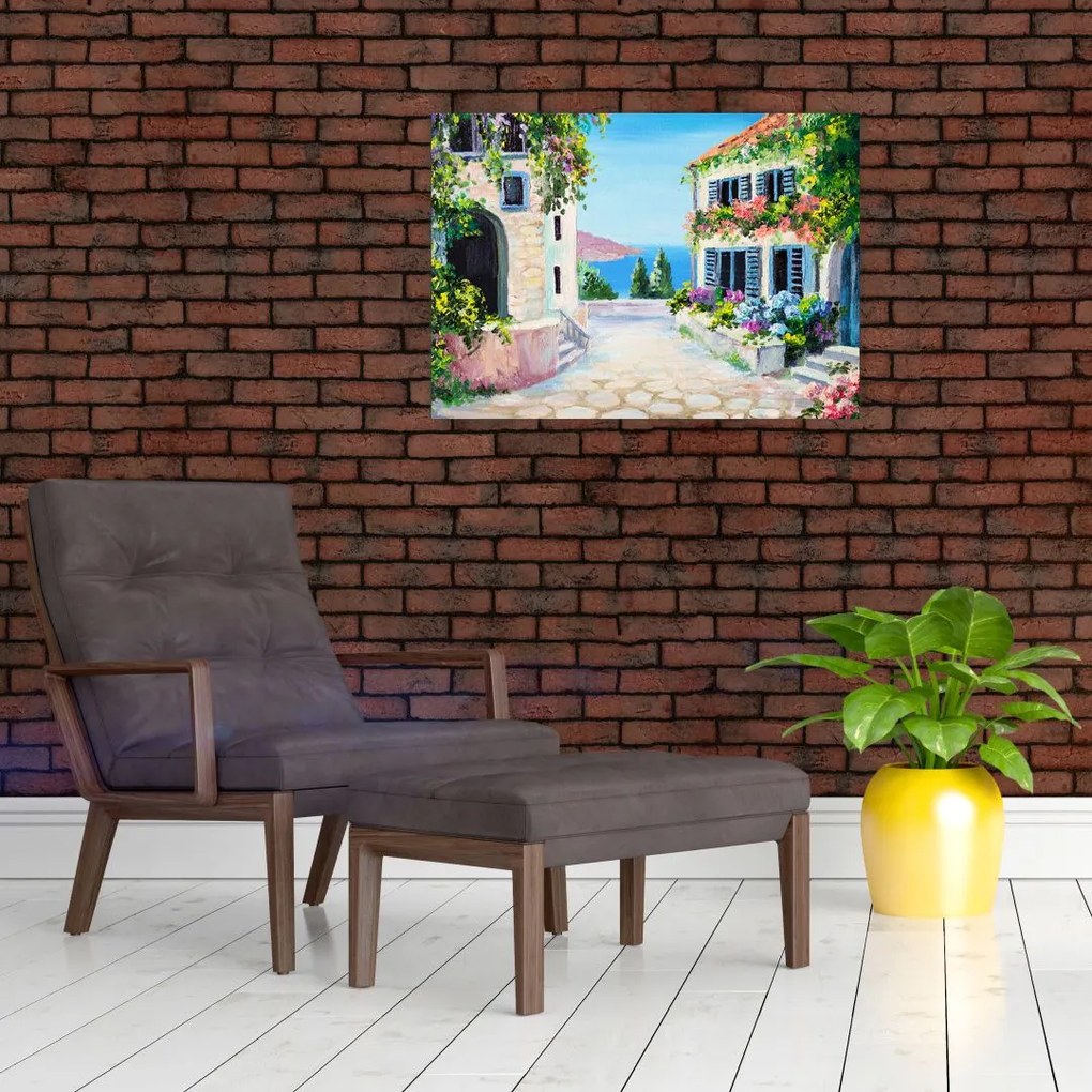Obraz na szkle - Grecka aleja, obraz olejny (70x50 cm)