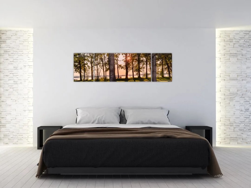 Obraz drzew nad jeziorem (170x50 cm)