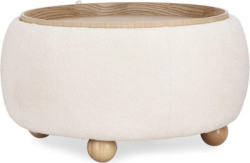 Kremowy puf z materiału bouclé Irisha – Bizzotto