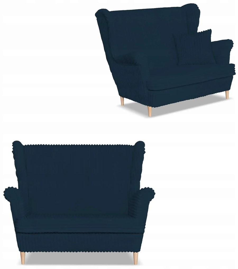 Sofa kanapa uszak Rene Estella skandynawska Family Meble granatowa sztruks