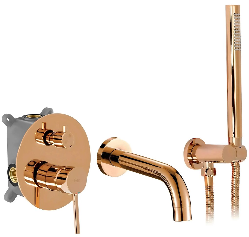 Bateria wannowa podtynkowa Rea Lungo Miedź + Box